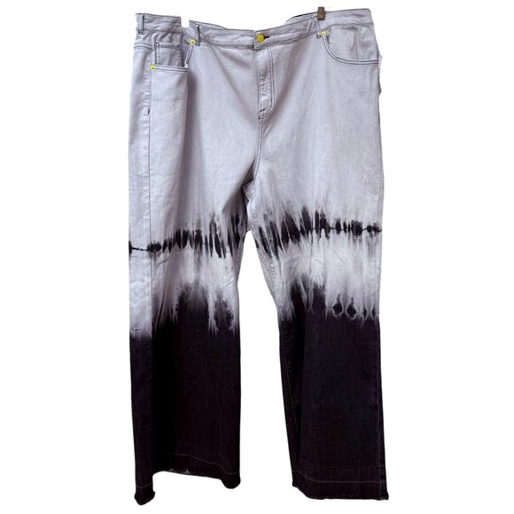 LOGO Lori Goldstein Smiley World Wide Leg Jeans Plus Size 28W Gray Tie Dye NWT - Picture 4 of 16